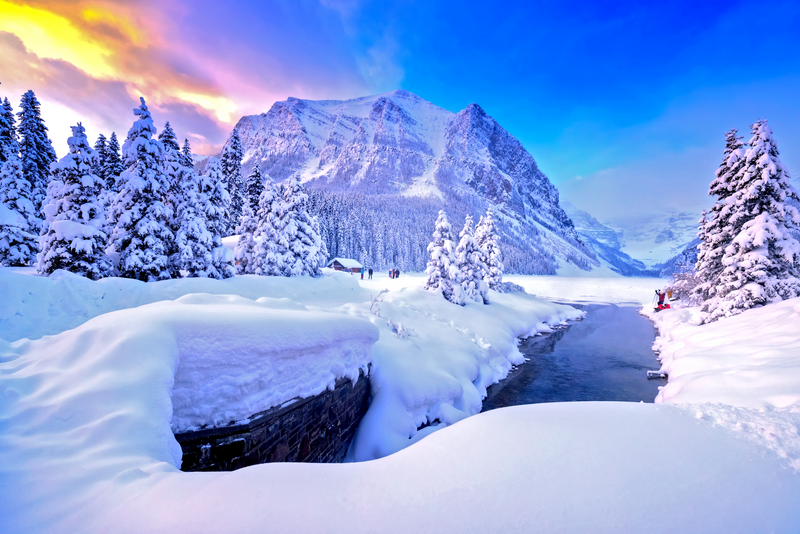 Rockies and Northern Lights Winter Wonderland